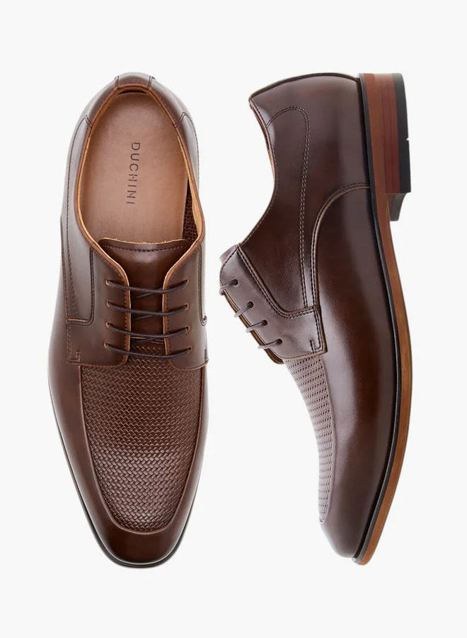 DUCHINI Men's Textured Lace-Up Derby Shoes