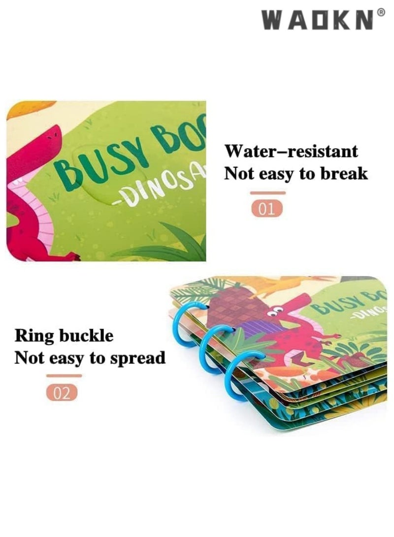 دبليو أيه أو كي أن ديناصور مشغول كتاب تعليم الأطفال ، لينة كتاب النشاط مع لعبة السفر والملصقات ، أداة تعليمية تفاعلية للأطفال ، لعبة تعليمية مثالية لنمو الطفولة المبكرة - Image 5