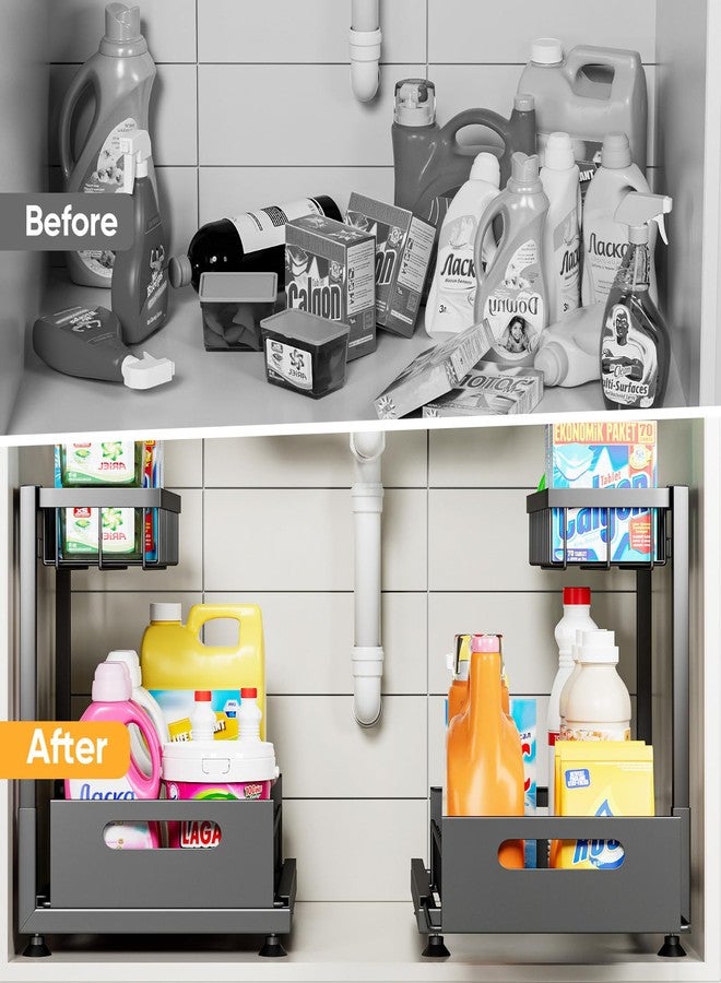 Saydear Under Sink Organizer Storage 2-Tier Sturdy Steel Pull-Out Racks, Rust-Free, Easy Installation | Kitchen & Bathroom Organizers Pack of 1 - Image 3