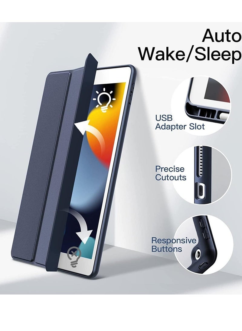 ELTRAZONE Case Compatible with iPad 10.2-Inch (9th/8th/7th Generation, 2021/2020/2019) – Slim Shockproof Stand Cover with Pencil Holder, Clear Transparent Back Shell (Navy Blue) - Image 5