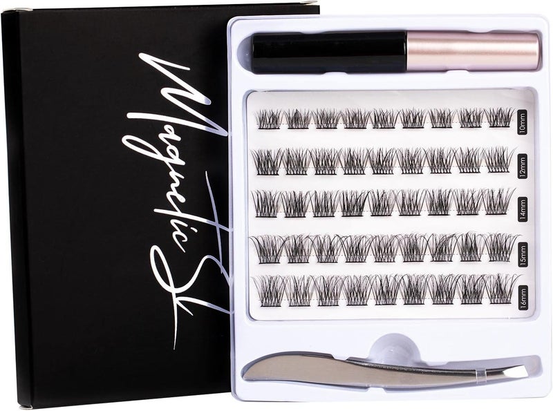 Magnetic SL Individual Lashes 45 Cluster Lashes DIY False Eyelashes Natural Look C Curl Individual Cluster Lashes Soft Eyelashes False Eyelashes With Clear Glue Strong Hold 1016MM