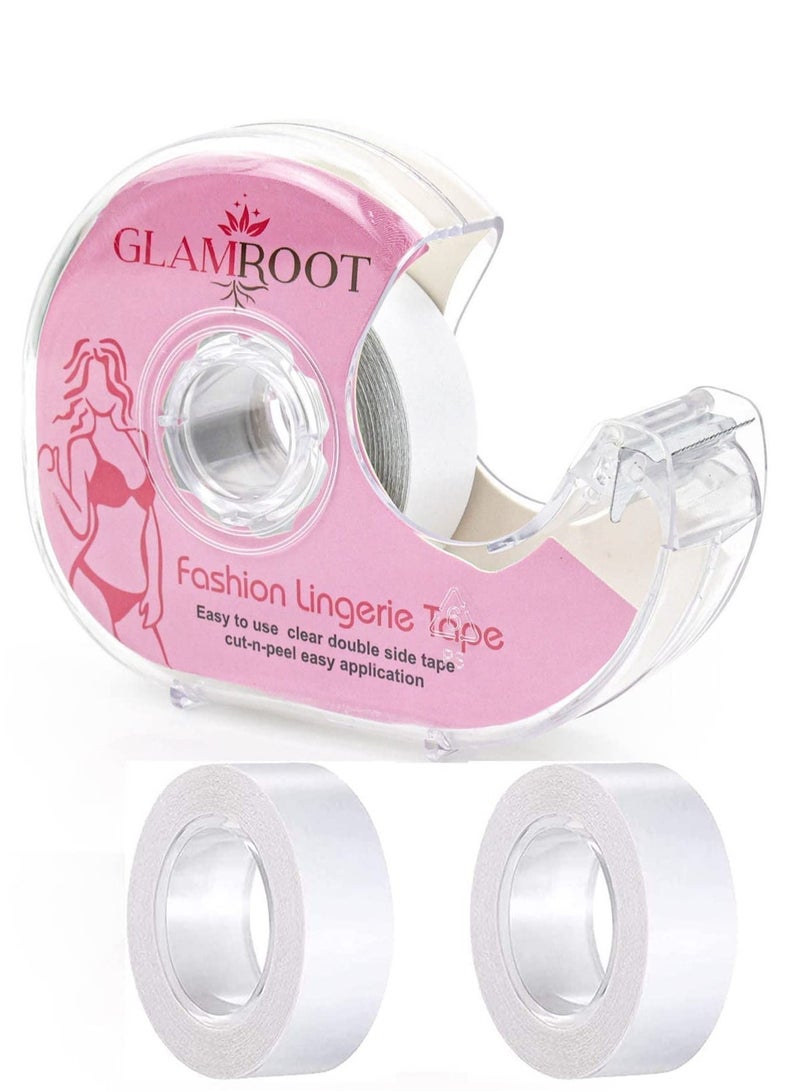 Glamroot Disposable Double Sided Fashion Tape (3 Rolls) for Clothes Lingerie With Dispenser. - Image 1