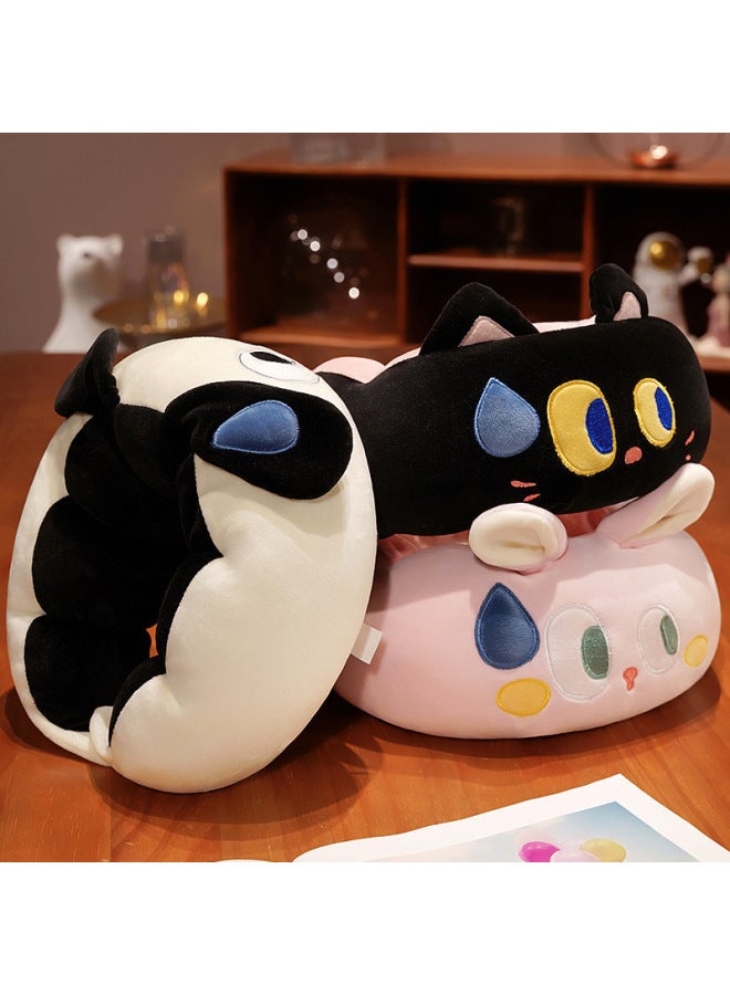 A Generation Of Sweating Small Animal Caterpillar U Pillow Nap Pillow Artifact Lunch Break Lying Down Pillow Neck Pillow Cartoon-Specifications:28*26cm  230g-Color:Black Cat - Image 2