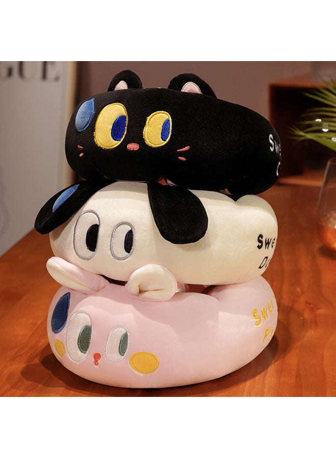 A Generation Of Sweating Small Animal Caterpillar U Pillow Nap Pillow Artifact Lunch Break Lying Down Pillow Neck Pillow Cartoon-Specifications:28*26cm  230g-Color:Black Cat - Image 1
