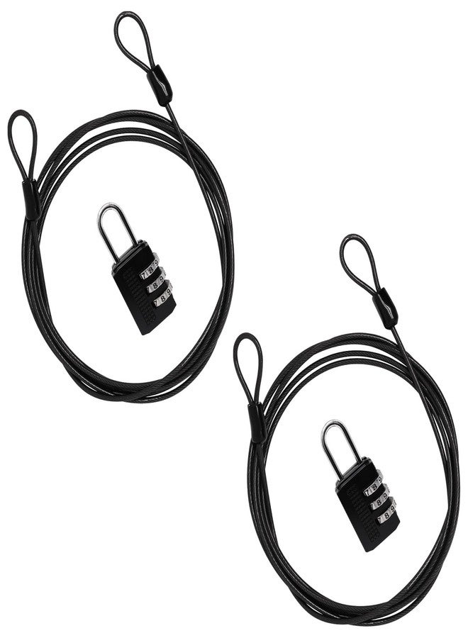 Sydien S SYDIEN Cable Lock Double Loops 6.6Ft Long Black Security Cable with Lock, Bike Locks Cables 2.5mm Braided Steel Coated Safety Cables Wire for Luggage, Outdoor, Clothesline (2 Pack) - Image 1