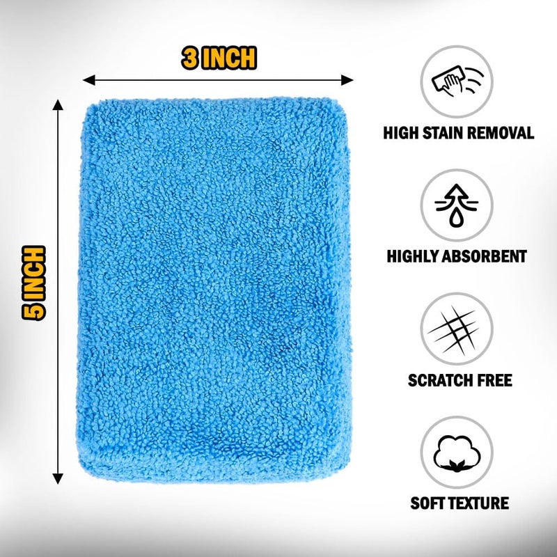 HOMEXCEL Microfiber Applicator Pads, Scratch-Free Car Wash Sponge for Cleaning, Premium Wax Foam Applicator Pads for Car Detailing, 5”x3”, 8Pack Cleaner resistant - Image 2