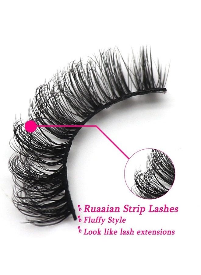 Ahrikiss False Eyelashes Natural Lashes Mink Faux Russian Strip Lashes Fluffy 10 Pairs Volume Fake Eyelashes Extension(D03)  - Image 4
