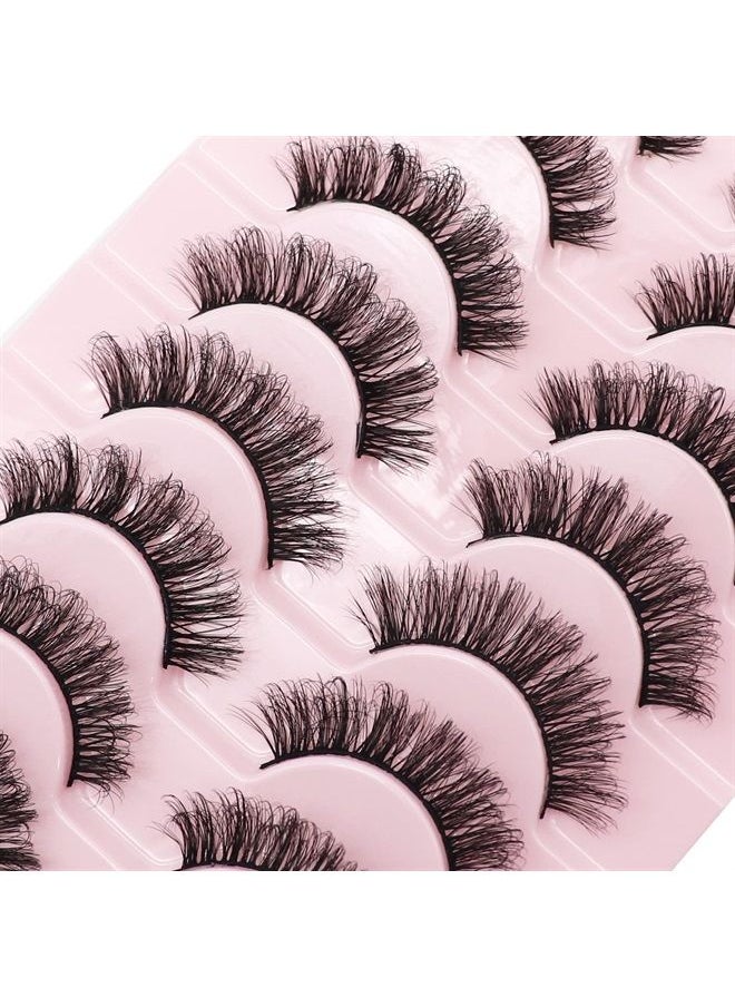 Ahrikiss False Eyelashes Natural Lashes Mink Faux Russian Strip Lashes Fluffy 10 Pairs Volume Fake Eyelashes Extension(D03)  - Image 3