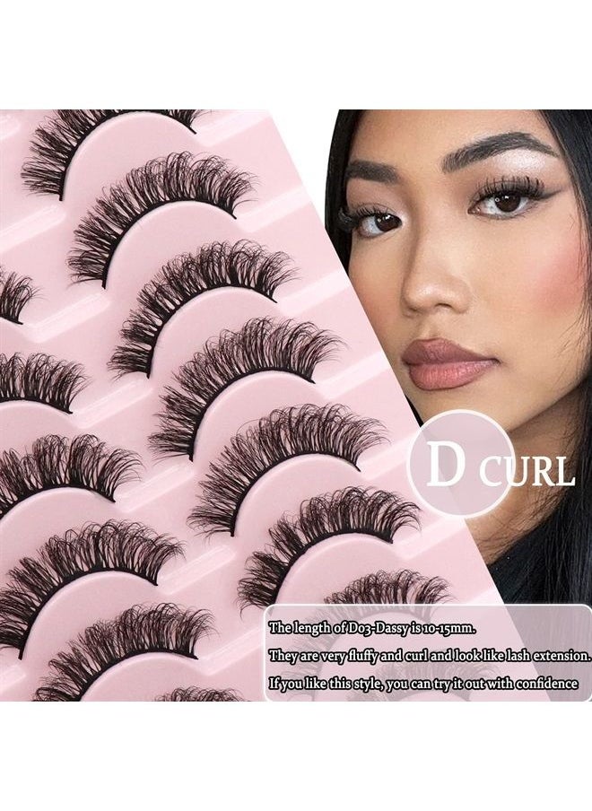 Ahrikiss False Eyelashes Natural Lashes Mink Faux Russian Strip Lashes Fluffy 10 Pairs Volume Fake Eyelashes Extension(D03)  - Image 2