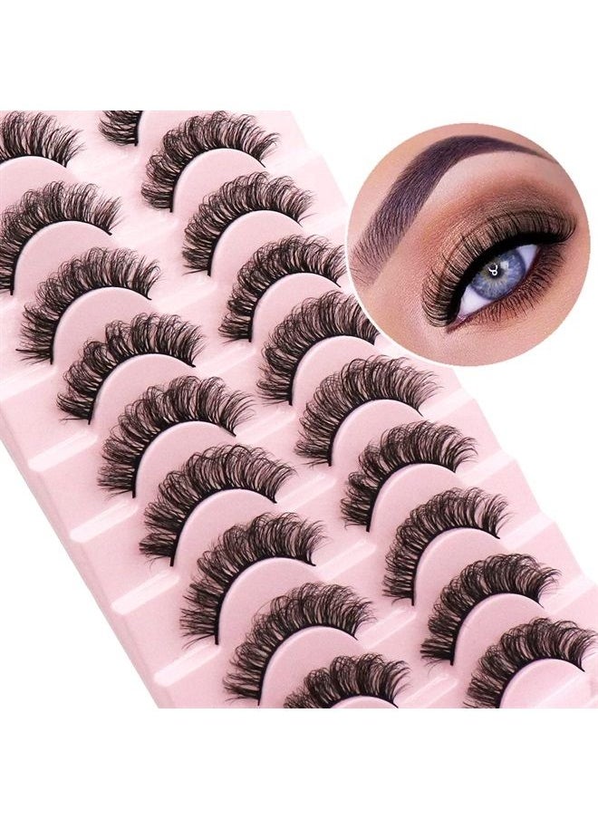 Ahrikiss False Eyelashes Natural Lashes Mink Faux Russian Strip Lashes Fluffy 10 Pairs Volume Fake Eyelashes Extension(D03)  - Image 1