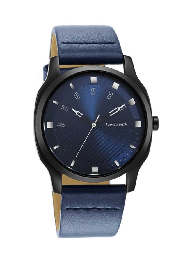 Fastrack Fashion Analogue Blue Round Dial Blue Leather Strap Watch for Men-3255NL03 - Image 1