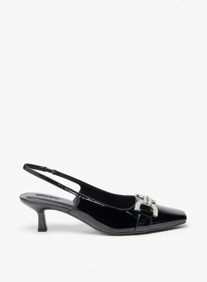 سيليست صنادل نسائية بكعب رفيع مزينة بحزام خلفي