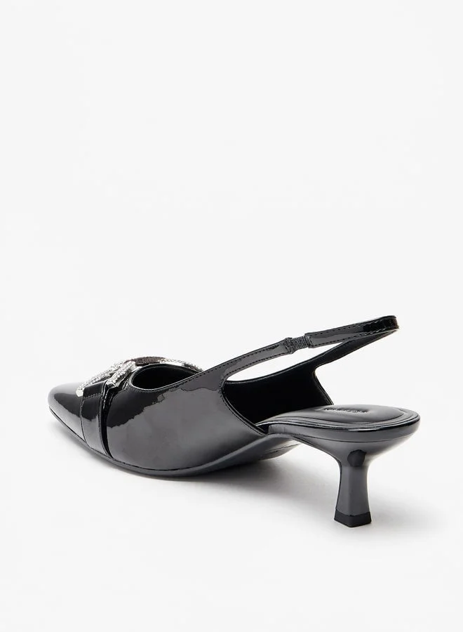 سيليست صنادل نسائية بكعب رفيع مزينة بحزام خلفي