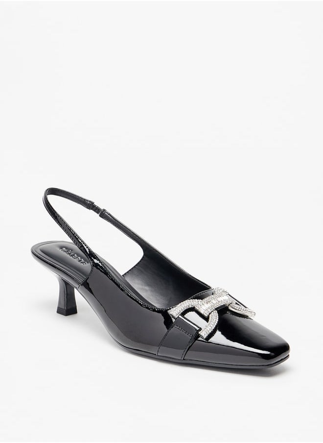 Celeste Women's Embellished Slingback Sandals with Kitten Heels  - Image 1
