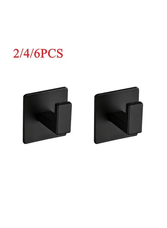 4 Black Heavy Duty Solid Aluminum Wall Hooks No Drill Adhesive Mount - Image 2