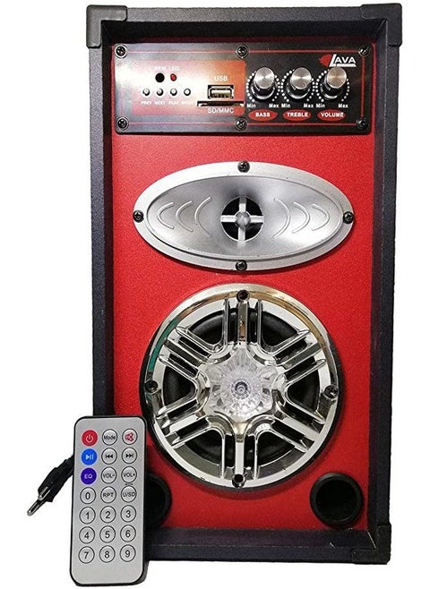 Lava Subwoofer 3 inch with remote control contains a USB port, a memory card, Bluetooth, audio input and an input to connect to the computer