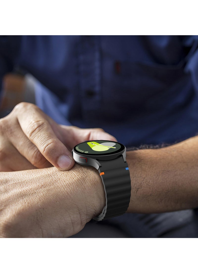 Compatible with Samsung Galaxy Watch 7 Strap No Gap Sport Silicone Watch Band for Galaxy Watch 6 5 4 40mm 44mm Galaxy Watch 6 Classic 43mm 47mm,watch 5 Pro,watch 4 Classic Strap 42mm 46mm (Black) - Image 5