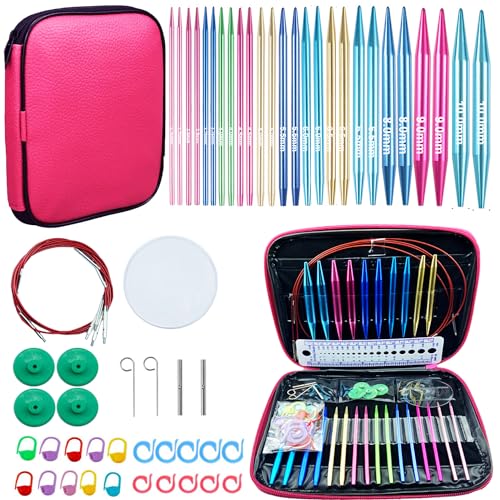 Weabetfu 60pcs Interchangeable Circular Knitting Needles Set with Case 13 Pairs of Aluminum Circular Knitting Needle for Handmade DIY Knitting with Knitting Accessories,(2.75mm-10mm) - Image 1