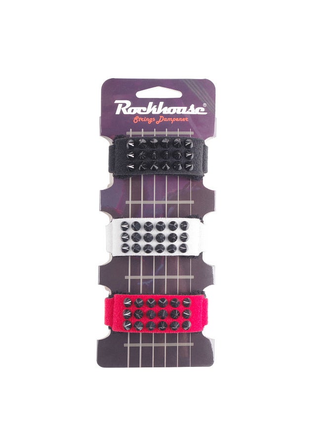 3 Pack Electric Guitar Bass String Muter Guitar Fret Wrap Dampener with Punk Style Rivets Fit