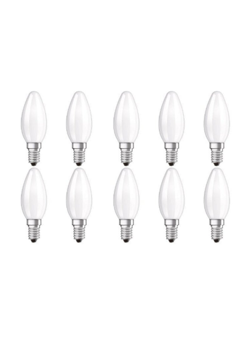 Osram LED Retrofit CLASSIC B / LED lamp, classic mini candle shape: E14, 4 W, 220…240 V, 40 W replacement, frosted, Warm White, 2700 K, Pack of 10 - Image 1