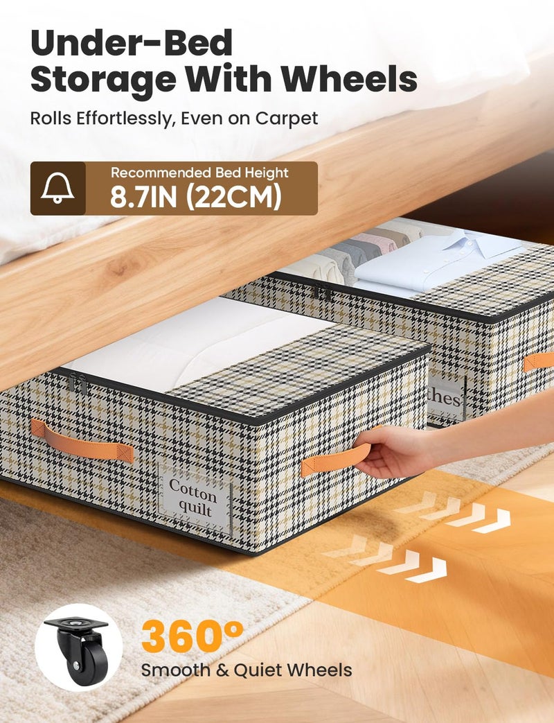 TOSKING 2-Pack Under Bed Storage with Wheels and 4 Vacuum Seal Bags, 7.9 Inch 47L Clear Lid Organizer, Space Saving for Bedding Blankets Clothes ShoesToys, Quick Assembly,Houndstooth - Image 5