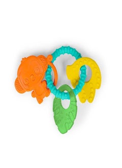 Bright Starts Tropical Chews Silicone Teething Ring - BPA-Free Monkey, Leaf, Banana - Unisex, 3 Months +