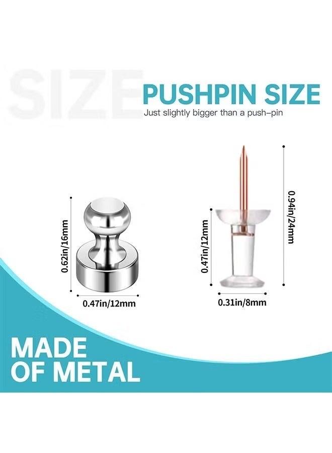8 قطعة مغناطيس فضة قوية دفع دبوس للسبورة البيضاء ، الثلاجة ، الفصول الدراسية ، المدرسة ، المكتب - Image 2