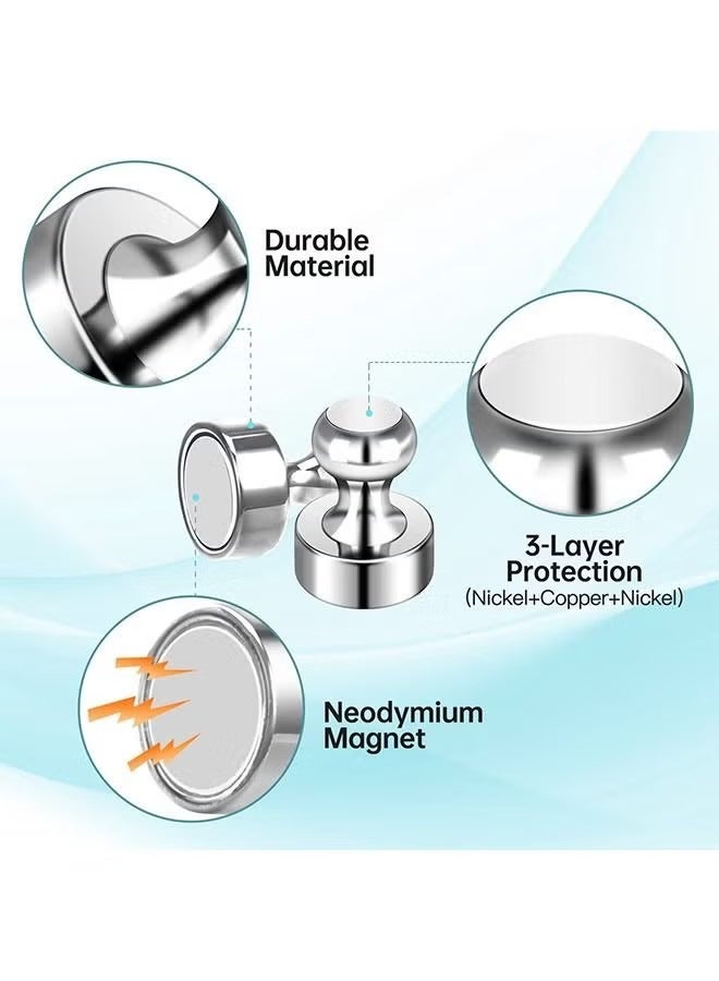 8 قطعة مغناطيس فضة قوية دفع دبوس للسبورة البيضاء ، الثلاجة ، الفصول الدراسية ، المدرسة ، المكتب - Image 4