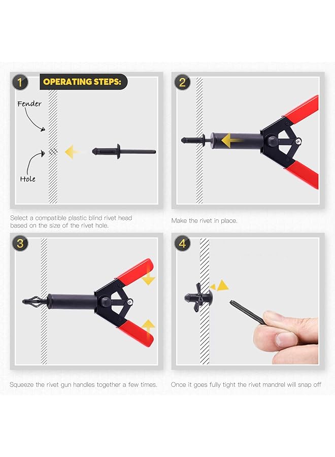 Mardatt 42Pcs Plastic Rivet Gun Set With 40Pcs 4Sizes Nylon Blind Rivets And 1Pcs Bonus Fastener Removal Tool, Hand Riveter Suitable For Automotive And More - Image 5