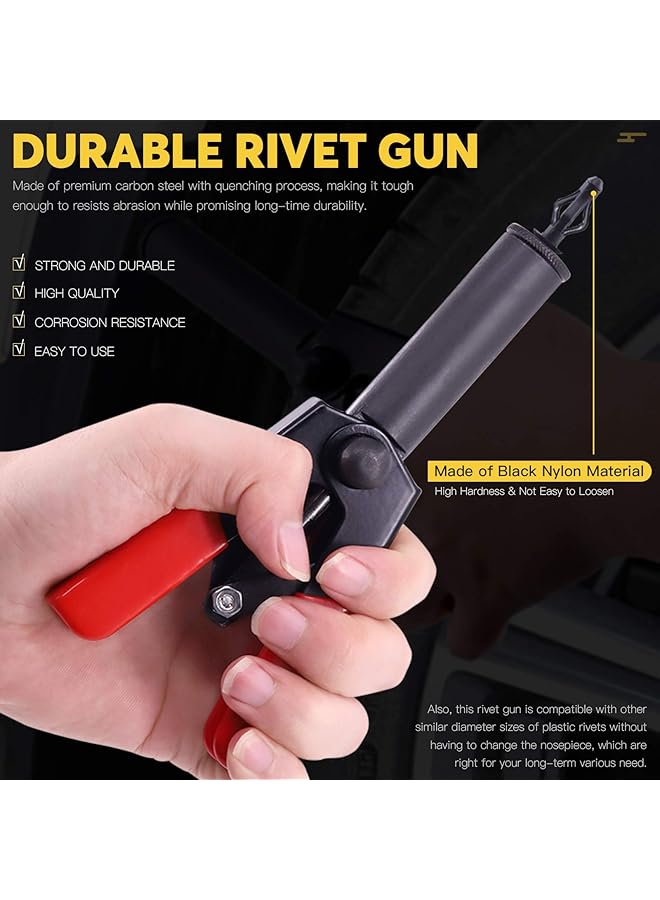Mardatt 42Pcs Plastic Rivet Gun Set With 40Pcs 4Sizes Nylon Blind Rivets And 1Pcs Bonus Fastener Removal Tool, Hand Riveter Suitable For Automotive And More - Image 3