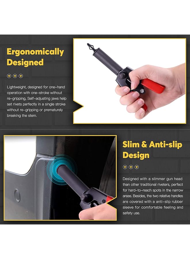 Mardatt 42Pcs Plastic Rivet Gun Set With 40Pcs 4Sizes Nylon Blind Rivets And 1Pcs Bonus Fastener Removal Tool, Hand Riveter Suitable For Automotive And More - Image 4