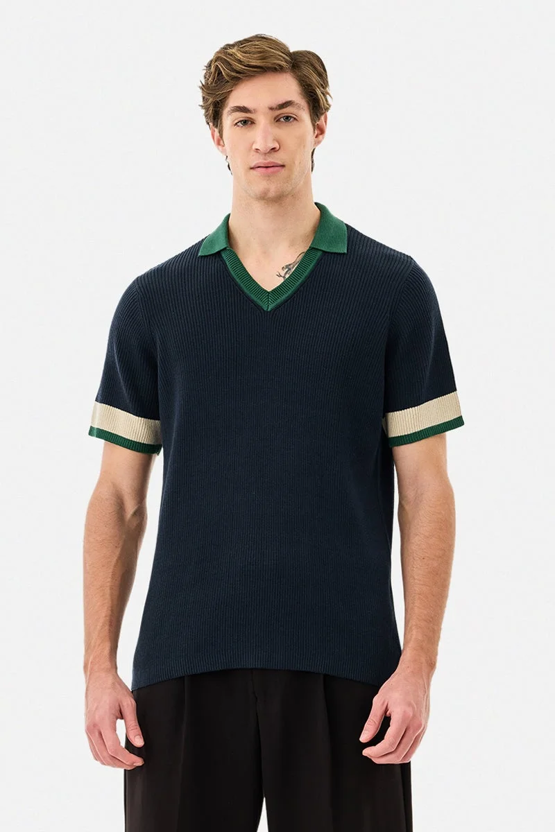 سنيتش تي شيرت بولو قطن % بياقة مضلعة