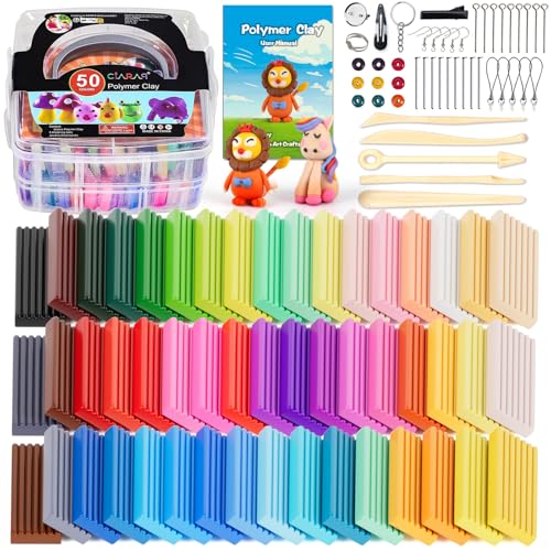 CiaraQ Polymer Clay Starter kit Oven Bake Modeling Clay with Sculpting Tools 50 Colors 346 lbs - Image 1