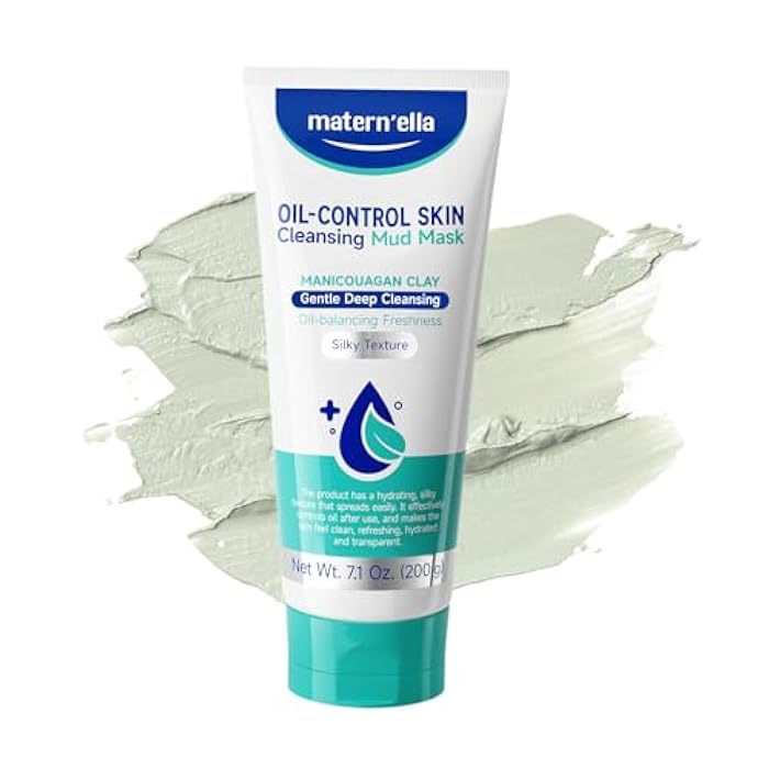MATERN'ELLA Mud Mask | Pore Purifying Oil-Control Manicouagan Clay Formula with Plant Extract for Blackheads, Oily & Dull Skin Clay Facial Treatment for Women & Men 7.1 Oz. - Image 1