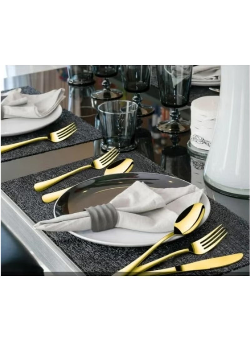 Huitich 24-Piece Stainless Steel Cutlery Set with Stand – Gold Finish - Image 5