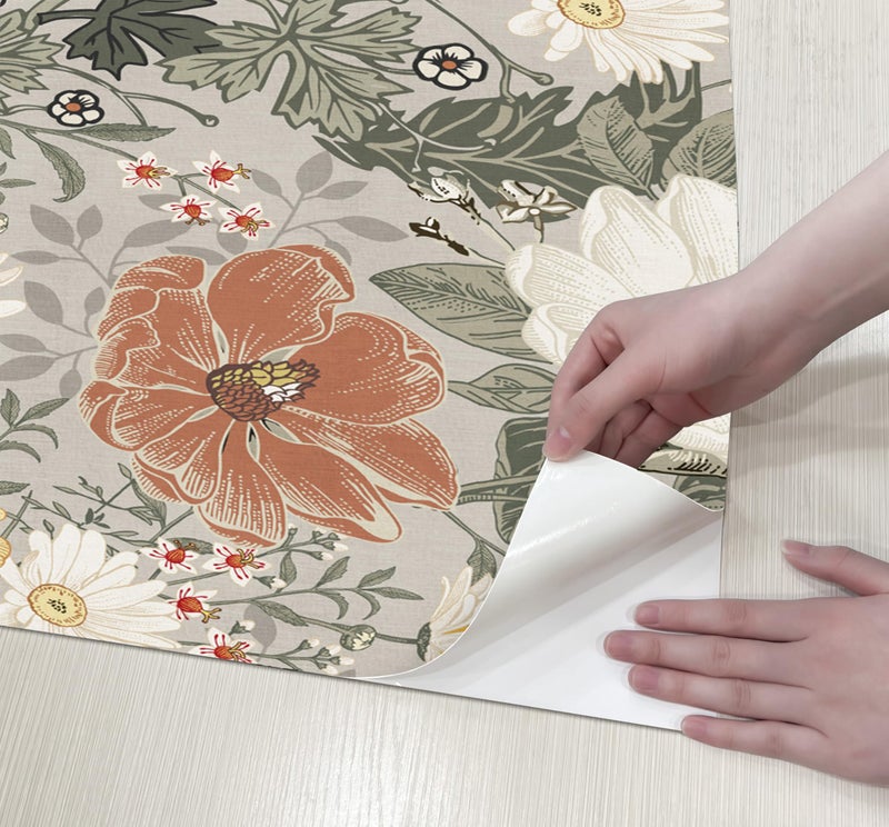 Simon&Siff Vintage Floral Peel and Stick Contact Paper â€“ 17.3" x 118" No Residue Removable Wallpaper for Cabinets, Drawers & Furniture, Renter Friendly, Nursery & Dorm Decor - Image 2