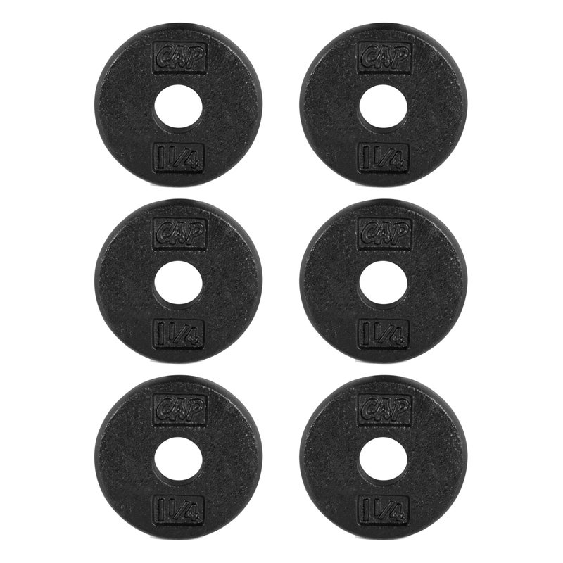 CAP Barbell Cast Iron Standard 1-Inch Weight Plate Set â€“ Barbell Weights for Home Gym, Strength Training, and Weightlifting, 1.25 lb Set of 6, Black - Image 1