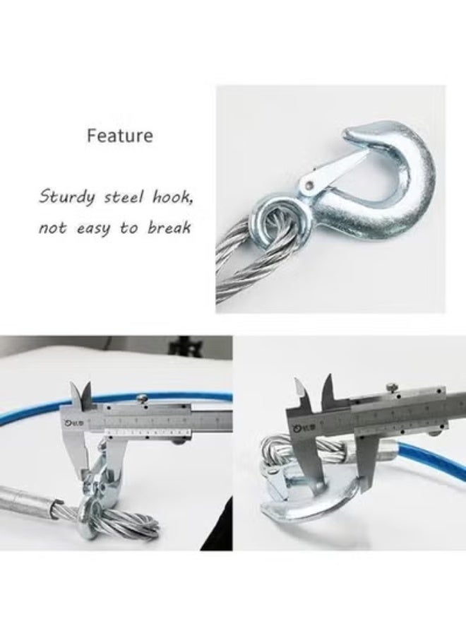 Steel tow rope for car and boat - 4 meters, 12 mm, 7-ton capacity with emergency hook - Image 3