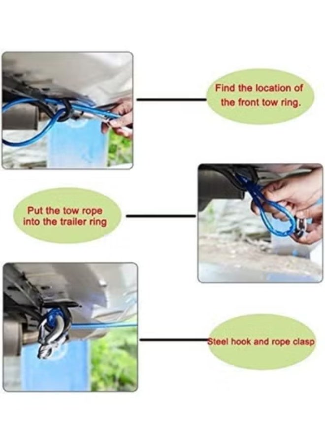 Steel tow rope for car and boat - 4 meters, 12 mm, 7-ton capacity with emergency hook - Image 2