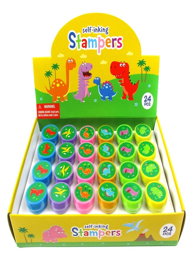 TINYMILLS Tiny Mills 24 Pcs Dinosaur Stampers for Kids Assorted Stamps for Kids Dinosaur Party Favors and Supplies Goody Bag Pinata Fillers, Classroom Rewards - Image 1