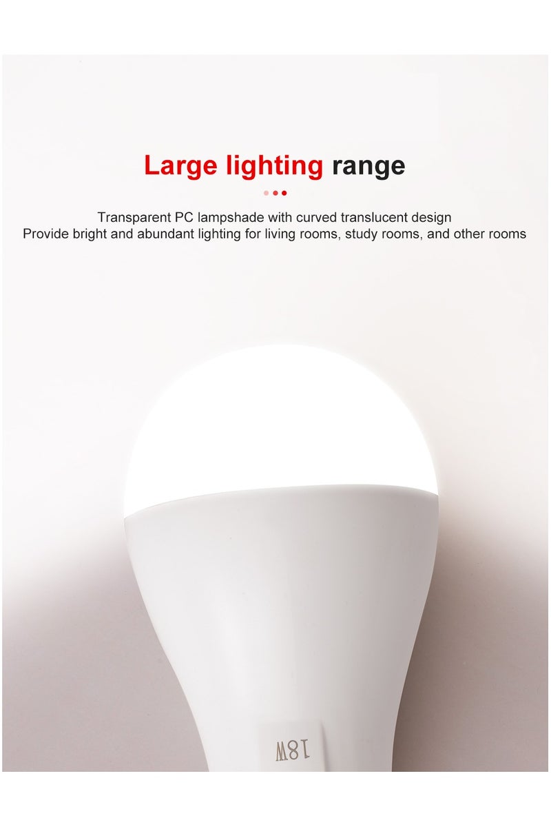BlueFire 18W Rechargeable Emergency LED Bulb with Built-in Lithium Battery 1200mAh, Multifunction Cordless Energy-Saving Lamp for Home, Office & Camping, Cold White 6000K, Overcharge Protection, Up to 10 Hours Backup, E27 Base – Ideal Emergency Lighting - Image 2