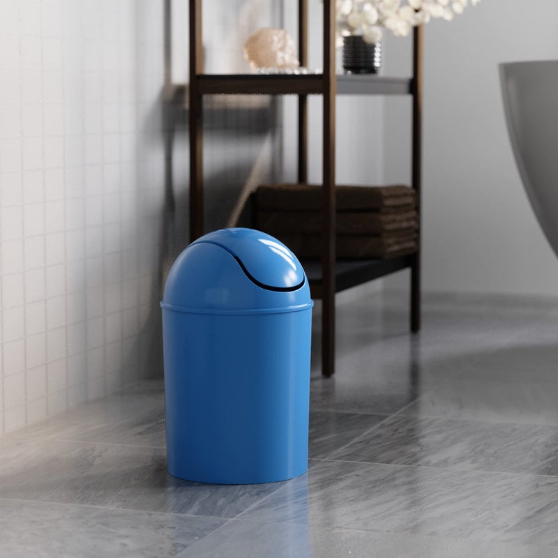 Umbra 1.25 Gallon Mini Waste Can with Removable Swing-Top Lid - Small Garbage Bin for Kitchen, Bathroom, Bedroom, Office - Compact Trash Can Fit Under Tables & Counters - Sky Blue - Image 4