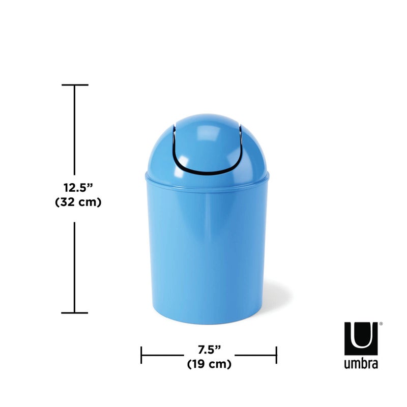 Umbra 1.25 Gallon Mini Waste Can with Removable Swing-Top Lid - Small Garbage Bin for Kitchen, Bathroom, Bedroom, Office - Compact Trash Can Fit Under Tables & Counters - Sky Blue - Image 2