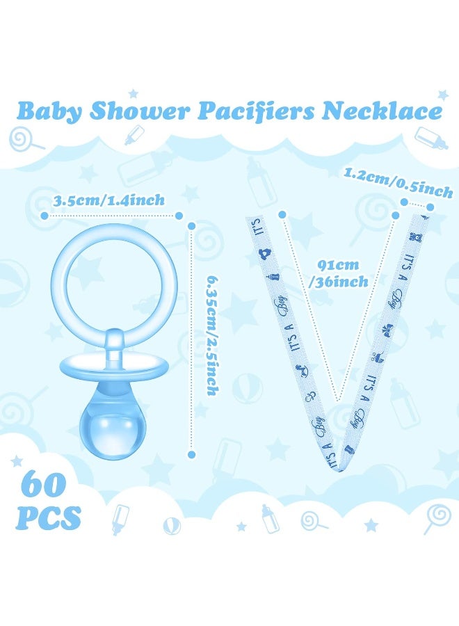 Coume 60 Pieces Baby Shower Pacifiers Necklace Acrylic Baby Pacifiers Party Favors Pacifiers Charm Pacifiers Necklace for Girls Boys Baby Shower Party Decorations Table Scatter (Blue) - Image 4