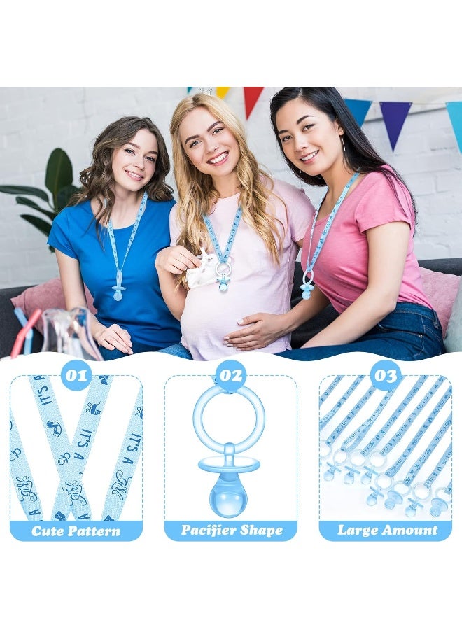 Coume 60 Pieces Baby Shower Pacifiers Necklace Acrylic Baby Pacifiers Party Favors Pacifiers Charm Pacifiers Necklace for Girls Boys Baby Shower Party Decorations Table Scatter (Blue) - Image 2