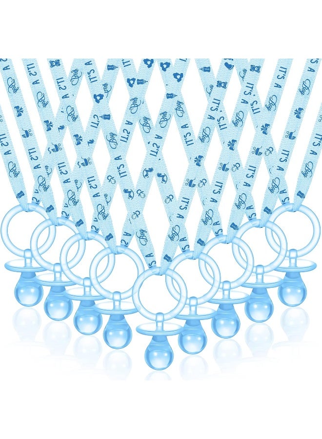 Coume 60 Pieces Baby Shower Pacifiers Necklace Acrylic Baby Pacifiers Party Favors Pacifiers Charm Pacifiers Necklace for Girls Boys Baby Shower Party Decorations Table Scatter (Blue) - Image 1
