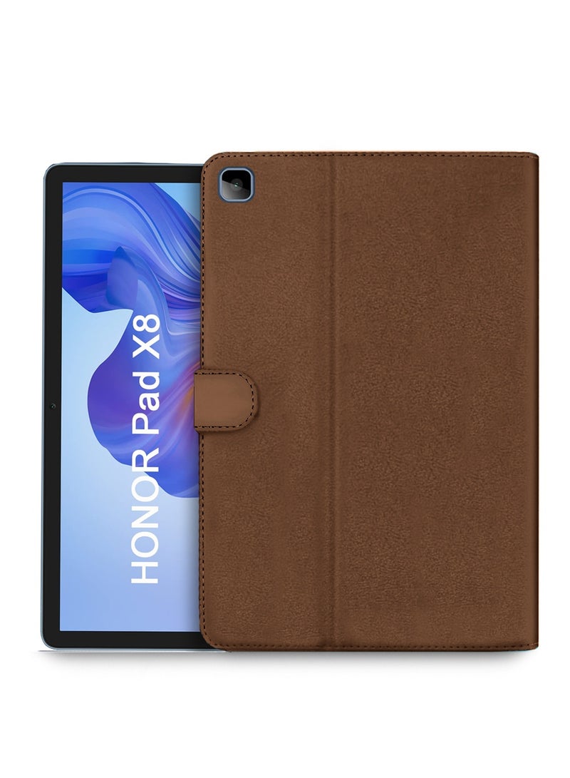 Wtech Honor Pad X8 10.1 Inch 2022 / Pad X8 Lite 9.7 Inch 2022 - ASN Love Series PU Leather Magnetic Closure Flip Case Cover - Dark Brown - Image 1