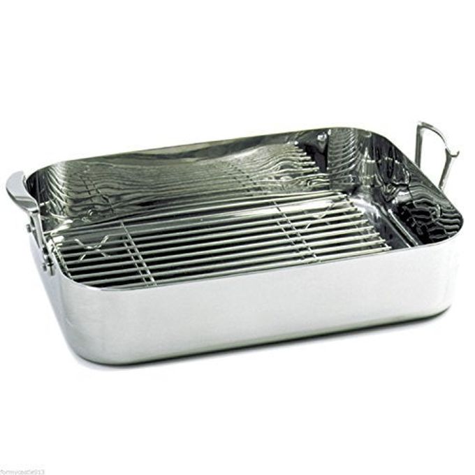 Norpro KRONA Stainless Steel 16.25 x 12.5 Roaster with Rack - Image 1