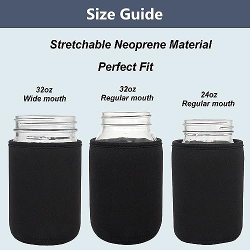 Xumbtvs 32oz Wide Mouth Mason Jar Sleeve 4 Pcs Insulated Cozy Neoprene Canning Cover fits 24oz and 32oz Regular Mouth Mason jarsBlack - Image 3