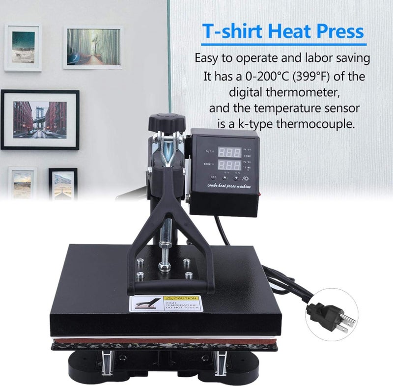 klarako Heat Press Machine, High Pressure Dual-Display Manual Heat Transfer Machine Press Printer Multipurpose Swing Away Sublimation Hot Pressing Machine for T-Shirt Hat Cap Mug Plate (110V) - Image 4